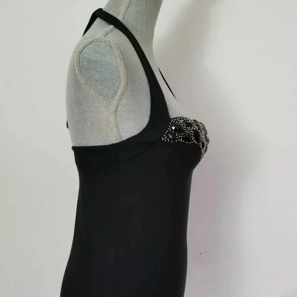 VICTORIA’S SECRET Miraculous Bombshell Bra Top Black Beaded Padded Halter 34A - Picture 5 of 10